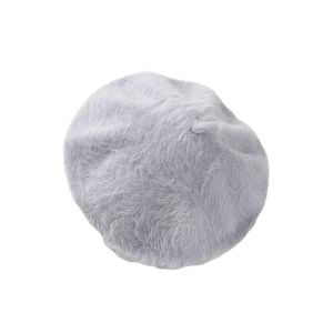 GINKG Solid Color Faux Mink Beret Furry Soft Pumpkin Painter Cap Luxury French Style Plush Octagonal Cap Women