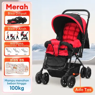 BEIGE Stroller Bayi 1-Tombol Lipat Portabel Travel Ringan Mudah Dibawa Cocok new baby