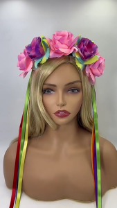 Rainbow Tassels Headbands Girl Rainbow Headwear Tassels Flower Masquerades Halloween Bride Rainbow Party