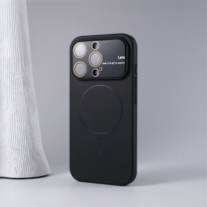 Luxury Slim Matte Large Window for Magsafe Case for iPhone 16 17 Pro Max Plus 12 13 14 15 ProMax Original Cirlce Cover