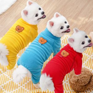 MIKE DUNBAR Thickened Plush Dog Jumpsuit Bear Pattern Soft Cat Pajamas Warm Dog Costumes Warm Winter Dog Clothes For Autumn Winter