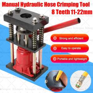 8-Teeth Manual Hydraulic Hose Crimper Hose Crimping Tool Benchtop Hydraulic Clamp High Pressure Tube Crimping Machine 11~22mm Hand Hose Crimper Hose Pressing Tool for Rubber