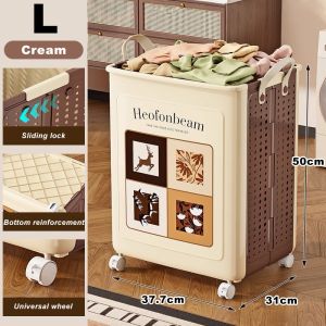 Foldable Laundry Basket Portable Clothes Storage Basket With Handle Bathroom Organizer shelf Space Saving