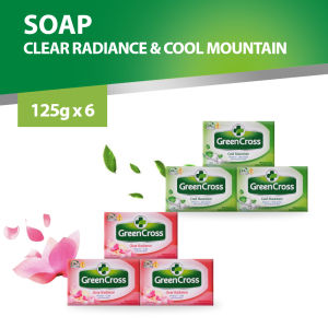Green Cross Clear Radiance Moist Protection Bar Soap (125g) Set of 3 + Green Cross Cool Mountain Moist Protection Bar Soap (125g) Set of 3