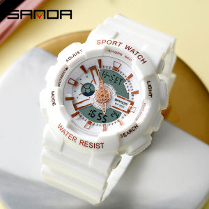 SANDAด้านบนใหม่เอี่ยมนาฬิกาดิจิตัลอะนาล็อกผู้หญิงกองทัพกีฬาทหารนาฬิกาผู้หญิงกันน้ำชุดลำลองGสไตล์นาฬิกา