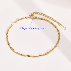 Lắc Chân Nữ Titan Xoắn Dẹp Màu Vàng Sang Trọng Sáng Màu Không Gỉ
