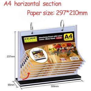 A4/A5 Restaurant Menu Display Stand Multi-Page Flip Menu Stand Transparent Acrylic Display Stand