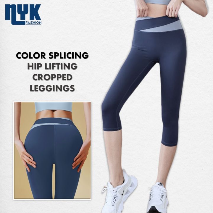NYK Color Splicing Women Tight Fit High Waist Yoga Capri Leggings