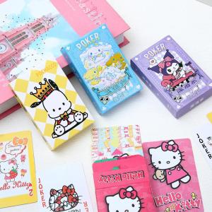 Christmas Gift Halloween 4PCS Sanrio Card Hello Kitty Cute Cartoon Mini Playing Cards Kuromi Kawaii Cartoon Reunion Entertainment Cards Board Game Card