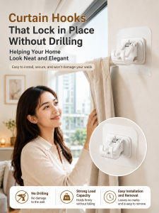 ✨ Durable Curtain Rod Hook Holder No-Drill Installation Transparent Acrylic Smooth Finish Simple Removable Design/Curtain Hook Fixed Bracket Rack/Curtain Rod Bracket/Hanger – Curtain Rod Hook Holder