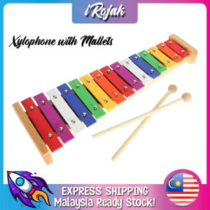 [iRojak] 15 Note Metal Bars Xylophone With Wooden Mallets Childrens Talent Musical Toy 15音铝板琴 Alat Music - BT204