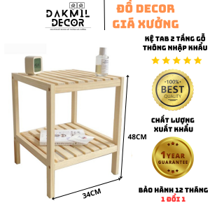 Kệ Tab Đầu Giường 2 Tầng - Gỗ Thông Nhập Khẩu