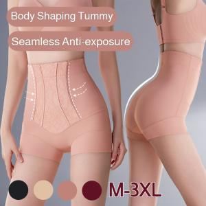 Mulberry Silk Antibacterial Pants Seamless Body Shaping Pants Tummy Tuck Butt Lifting Panties High Waist Lace Safe Pants Plus Size Underwear