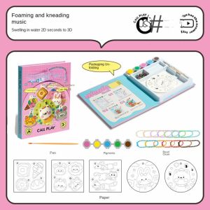 BANZU With Easel DIY Puffy Paint Kit Sponge Texture Puffy Effect Drawing Pens Kit Fun Painting Creative Design Texture Painting Toy Kids Craft