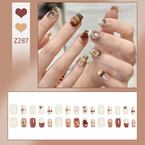 DD287 การออกแบบใหม่ เล็บปลอม ประดับเพชร เล็บปลอมเจลแท้ เล็บปลอมสำเร็จ การออกแบบกันน้ำ กล่องละ 24 ชิ้น