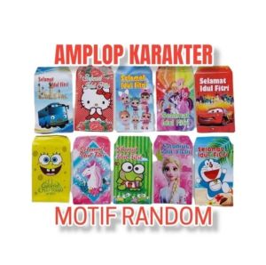 PROMOOOO ( 50 pcs ) Ampau Amplop Lebaran karakter ukuran 12 cm x 7 cm Medium