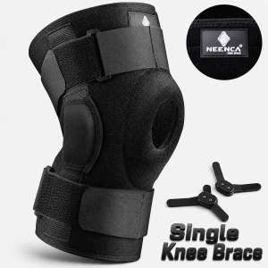 NEENCA Hinged Knee Brace Sports Knee Support with Dual Side Plastic Stabilizer Brackets Breathable Sweat‑Absorbing Neoprene Knee Stabilizer with Open Patella for Basketball Volleyball Tennis Outdoor Activities