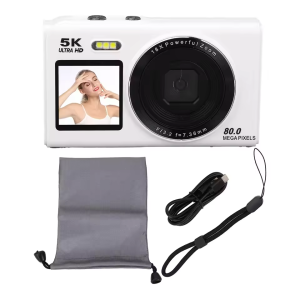 Digital Camera For Photography CCD Selfie Camera Wifi Dual Screen Digital Camera 5K 80MP Webcam Auto Focus 18x Digital Zoom with Built-in Flash for Photography Mini Pocket Camer