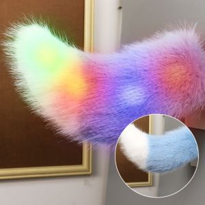 INTOONE Fluffy Remote Control Electric Car Tail Colorful Lights Rechargeable Bicycle Wagging Moving Tail  Realistic Voice Control Fox Tail All Vehicles