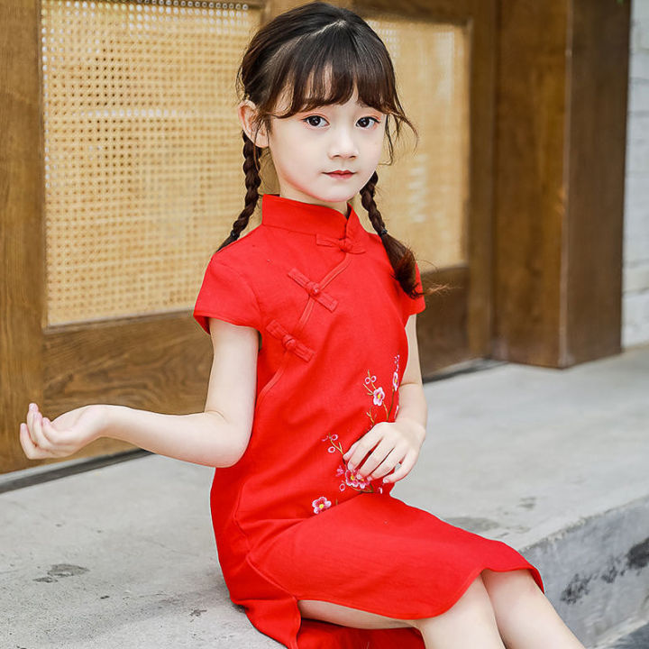 Long elegant black and red chinese style dress
