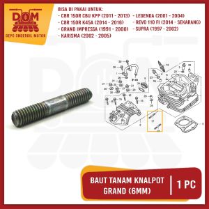 Baut Tanam Knalpot Grand 6mm Harga Per 1 Biji (PSP) Baud Kenalpot Honda Supra Lama Prima Astrea