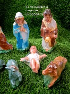 Bộ tượng Noel 5 vị cao 20cm chất liệu composite trang trí hang đá Giáng Sinh quà tặng công giáo