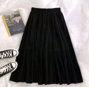 Rok Susun Bawahan Wanita Muslim susun 3 Crinkle Skirt Korean Style Terbaru size M L XL XXL XXXL