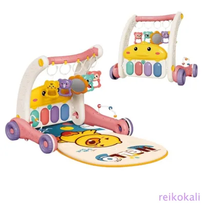Musical Piano Activity Center 6 to 12 Months Infant Toy for Tummy Time Walking Training with Lights Sounds Developmental Play Nursery Gym Toddler Push Toy 2-in-1 Baby Walker