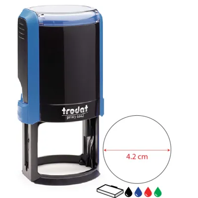ตรายางวงกลมหมึกในตัว trodat ขนาด 4.5 cm 4.2 cm 3.8 cm 3 cm สั่งทำใส่ข้อความ หรือโลโก้ ได้ตามต้องการ