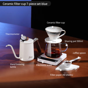 BINCOO ชุดกรวยกรองเทถ้วยกรองกาแฟด้วยมือทำจากเซรามิกกาต้มน้ำชงกาแฟเทด้วยมือแบบสดและเป็นที่นิยม