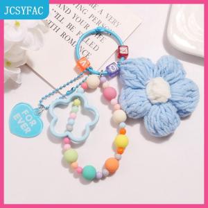 JCSYFAC Phim Hoạt Hình Len Dệt Kim Hoa Móc Chìa Khóa Đính Cườm Vòng Đeo Tay Dây Buộc Vòng Đeo Tay Keyring Cho Phụ Nữ Cô Gái Túi Mặt Dây Chuyền quyến rũ Keychain Quà Tặng