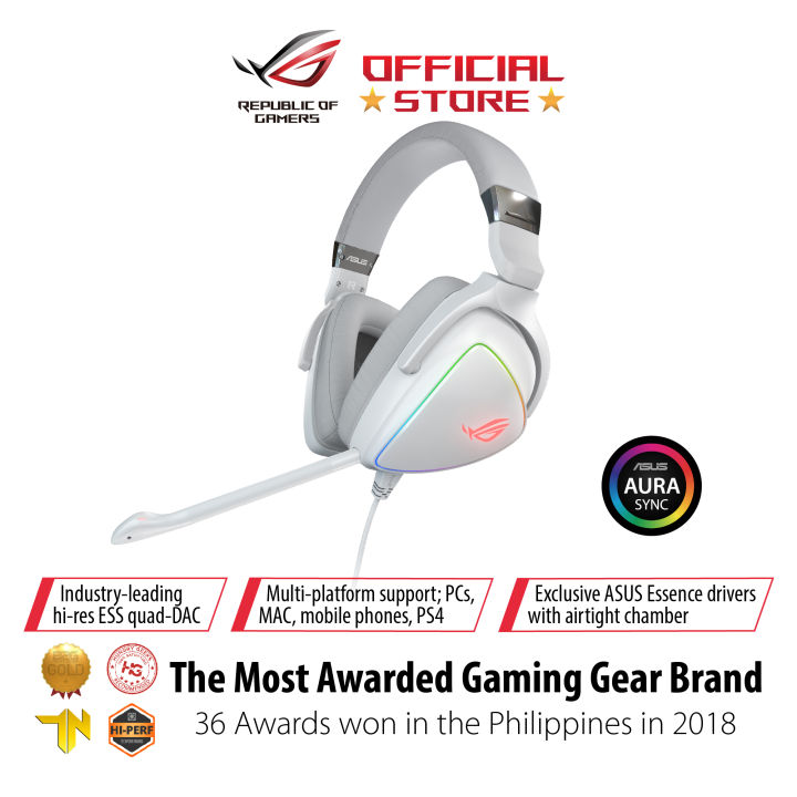 ROG Delta RGB gaming headset (White Edition) with Hi-Res ESS Quad
