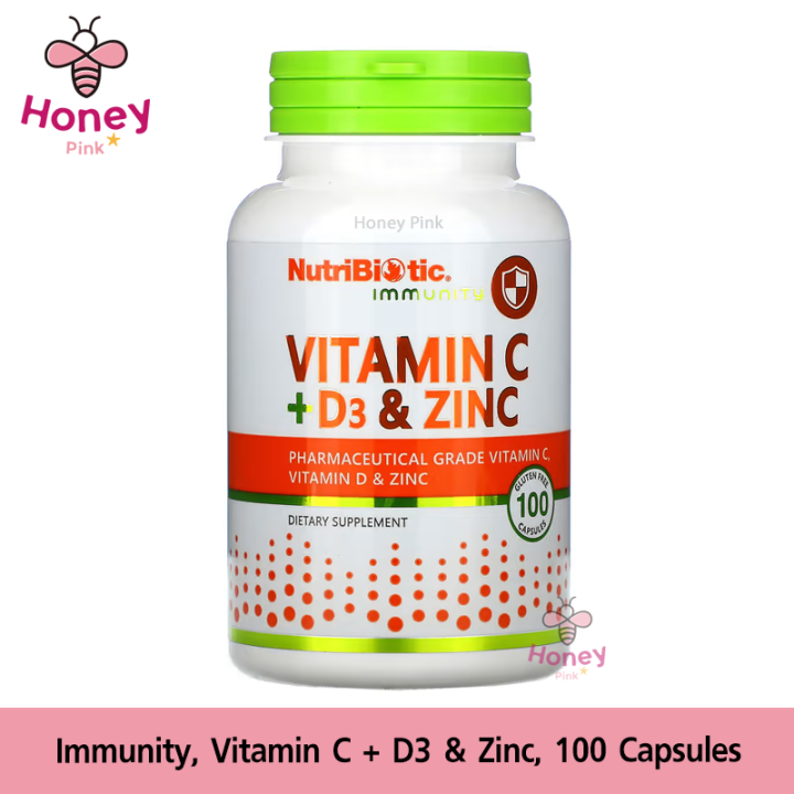 NutriBiotic, Immunity, Vitamin C + D3 & Zinc, 100 Caps Lazada.co.th
