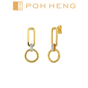 Poh Heng Jewellery 22K Circle of Glamour Earrings in Yellow White Gold [Price By Weight]