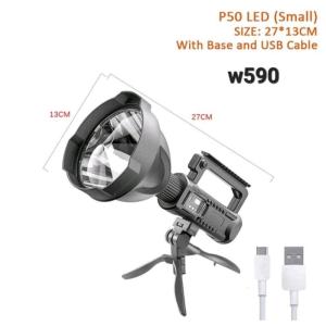 Senter Sorot Super Bright 8000 Lumens Big Lamp LED XHP50 USB Rechargeable Waterproof With Tripod W590 Cahaya Putih Super Terang da Berkualitas