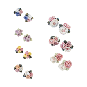 Vintage Inspire Porcelain Flower Studs Earrings Accessory for Women Colorful Ceramic Daily Casual Wear