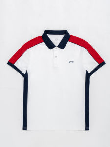 Áo polo phông nam YODY phối vai trẻ trung vải cafe tổ ông mềm mát giữ form bền màu APM5413