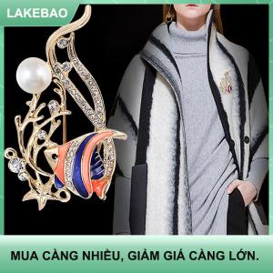 【LAKEBAO】 Đa Men Cá Trâm Cài Pha Lê Rhinestone Động Vật Trâm Phù Hợp Với Corsage Pin