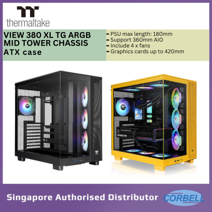 Thermaltake View 380 XL TG ARGB Mid Tower Chassis ATX included Fans ...