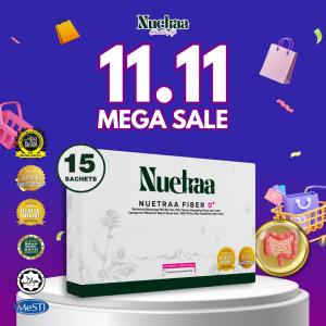 [11.11 SALE] Nuetraa Fiber D+ (12g X 15 Sachets) Minuman Detox – Fiber & Prebiotik Untuk Sembelit Lawas & Buang Toksin dan Bersihkan Usus
