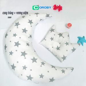 Gối Ôm cho Bé hình ánh trăng ngộ nghĩnh cực đáng yêu 2 lớp chất liệu Cotton siêu mát kèm gối lõm êm ái mềm mịn