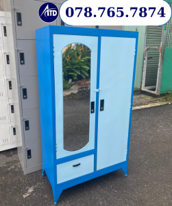 Tủ quần áo 2 cánh 3 cánh có gương soi tiện lợi bằng sắt ATD cao 1m6 1m8 nhiều màu sắc - freeship hcmbdđn.