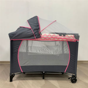 Baby Crib Portable Baby Cot 2 Level Portable Bed Playpen Travel Cot With Mosquito Net And Changing Table Stitching Large Bed Side