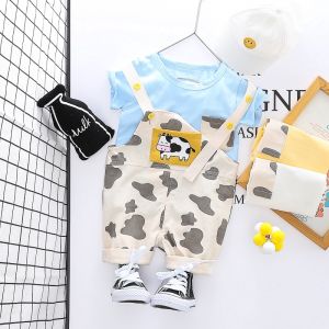 0-5 years old baby fashion trendy handsome short-sleeved shorts set 2-piece