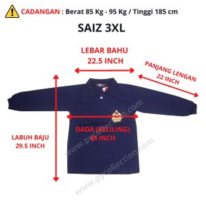 T-Shirt Kadet Bomba Biru Lengan Panjang (Cotton) / Tshirt Kadet Bomba Biru Long Sleeve - 004LS