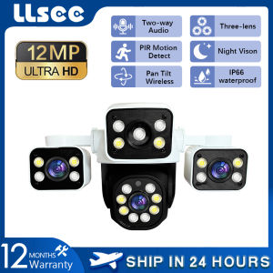 LLSEE 8K 20MP Five Lens CCTV Camera Wireless WiFi HD Three Screen 10x Optical Zoom IP66 Waterproof Outdoor CCTV Monitoring Camera Bidirectional Audio and Speaker AI Motion Detection Color Night Vision
