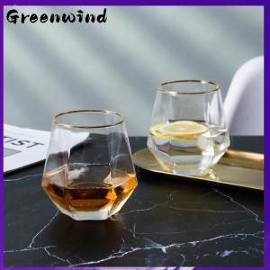 【Greenwind】 European Style Edged Plastic Hexagonal Household Transparent Whiskey Glass Hexagonal Foreign Wine Glass
