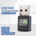 Mini USB WiFi Transmitter Receiver 802.11AC 600Mbps Chipset RTL8811CU Dual Band 2.4GHz dan 5GHz. 