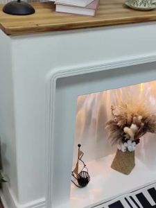 LZ-Fireplace simple cream French luminous ins homestay internet famous Nordic decorative cabinet foyer living room with light bedroom