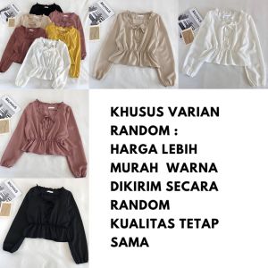 Blouse Wanita Kekinian Korean Style Mikela Crop / Blouse Lebaran Wanita Terbaru 2025 / Atasan Lengan Panjang